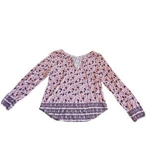 Lucky brand womens Sz M multicolor paisley floral long sleeve top
